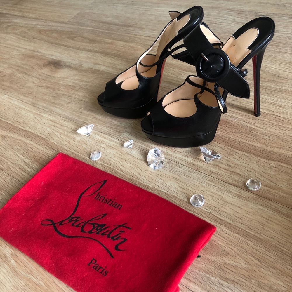 SOLD Red bottoms platform buckle peep toe stiletto - Picture 3 of 4